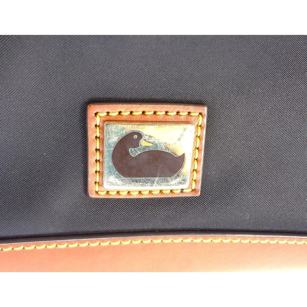 Dooney & Bourke Wayfarer Hobo Black Nylon Crossbody Leather Trim Duck Logo Purse